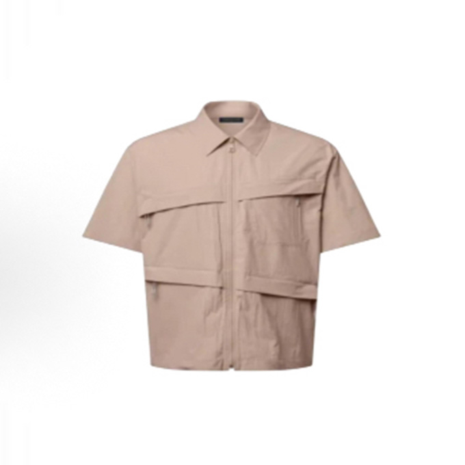 lv louis vuitton zip-front utility short-sleeve shirt